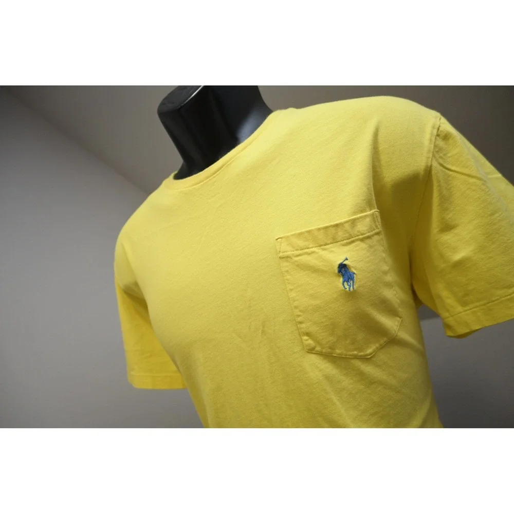 Polo Ralph Lauren T-Shirt Men Medium Yellow Pocket Short Sleeve Classic Pony